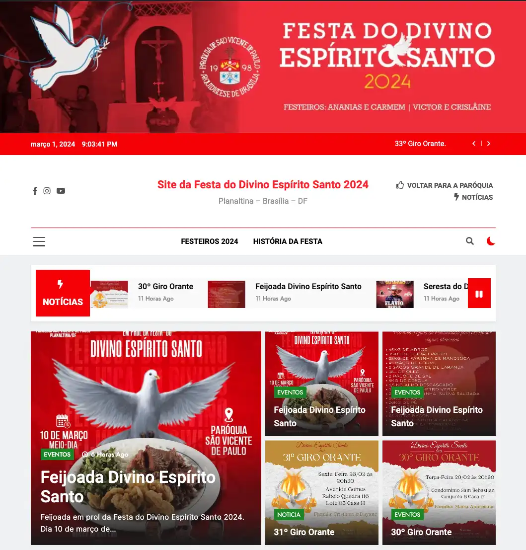 Site da Festa do Divino Espírito Santo.