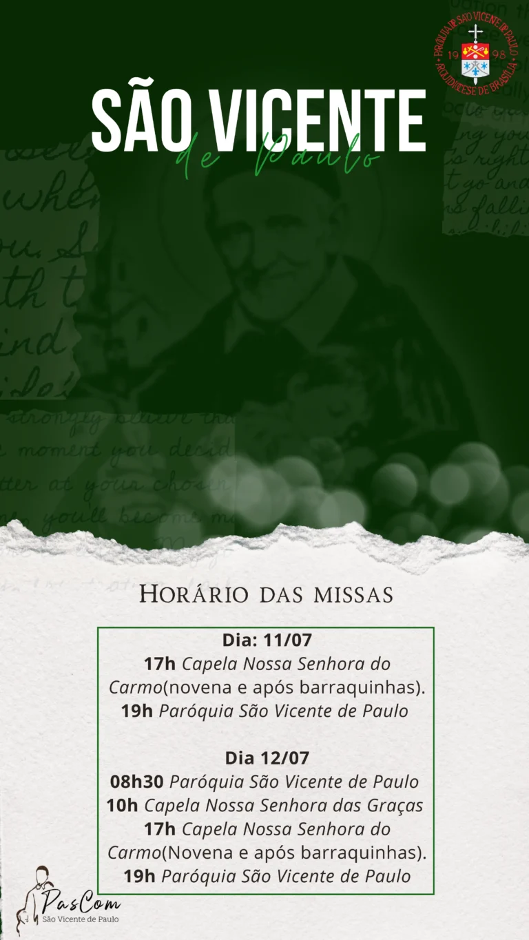 Horários das Missas – 15º Domingo do Tempo Comum